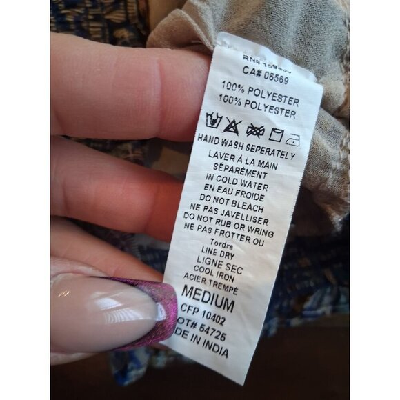 Elan Boho Chic Paisley Print Smocked Blouse Medium - Picture 6 of 6